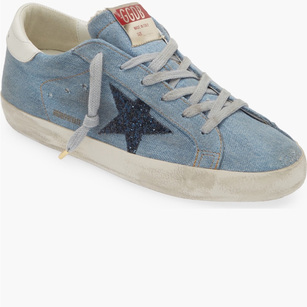 Golden Goose Blue Denim Sneakers